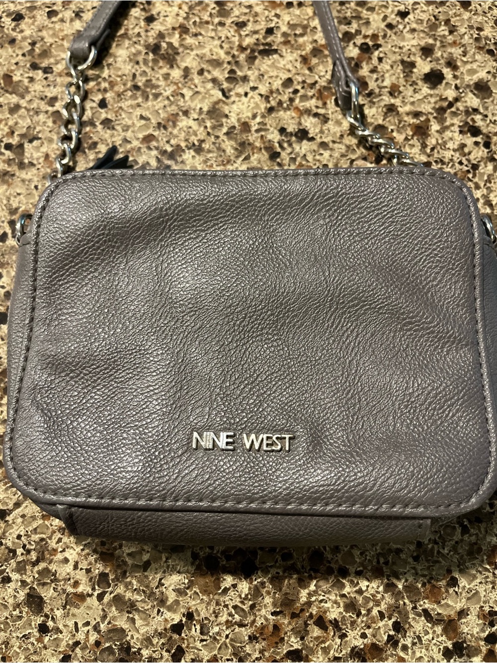 Nine West Black Leatherette Crossbody with Chain Strap